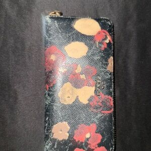 Coach Black and Red Floral Wallet